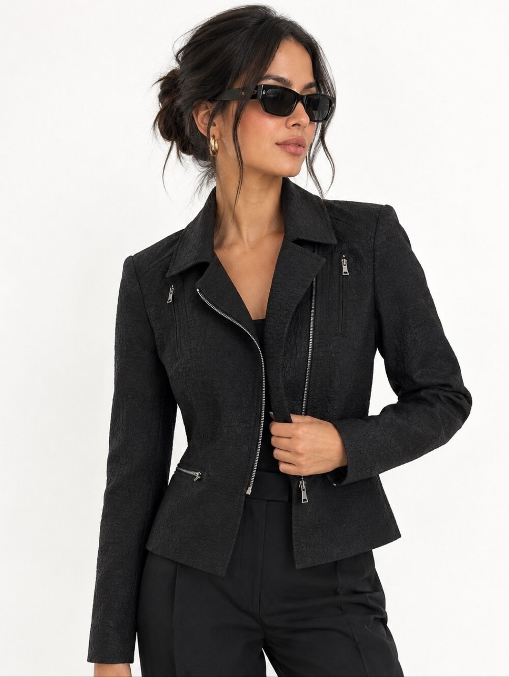 BcbgmaxAzria Boe Textured Blazer Jacket Black Size XS Gorpcore Boho Whimsygoth